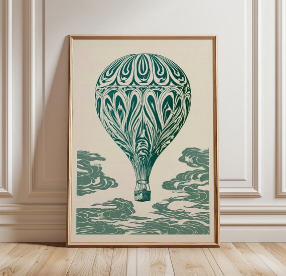 Hot Air Balloon Vintage Sky Art Print