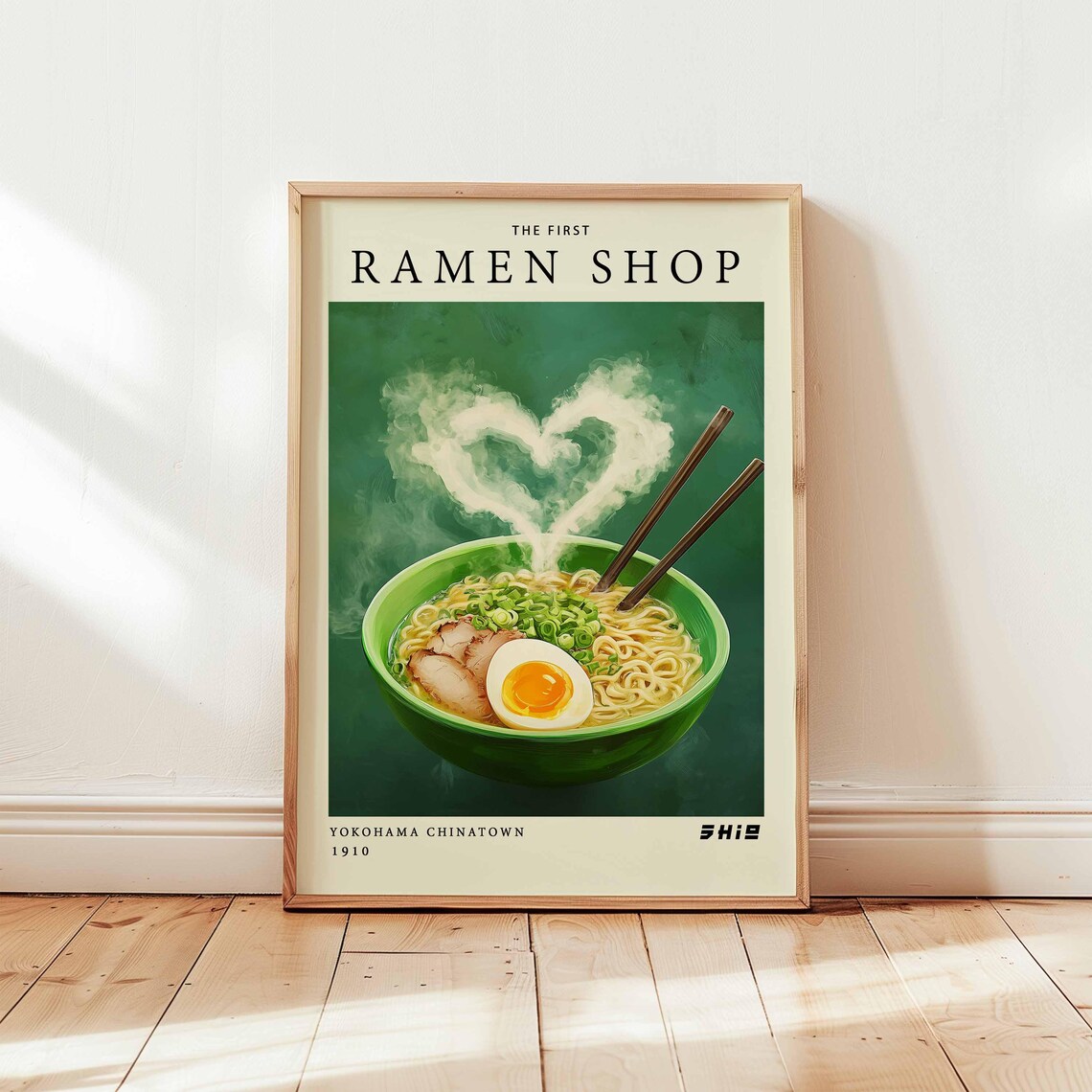 The First Ramen Shop Heart Steam Green Bowl Yokohama 1910 Food Poster