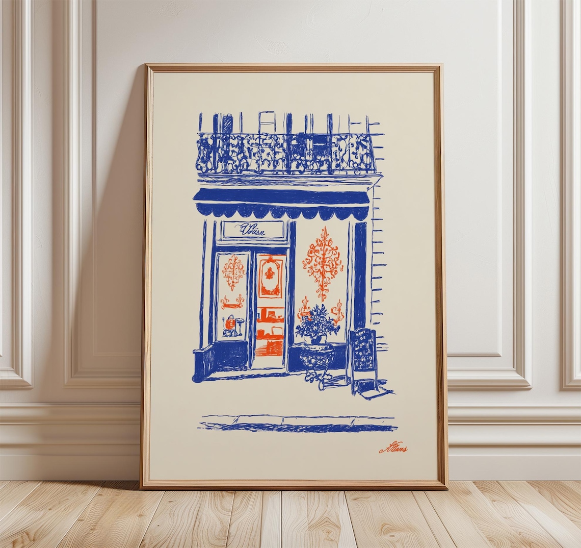 Vienna Caf Poster, European Streetfront