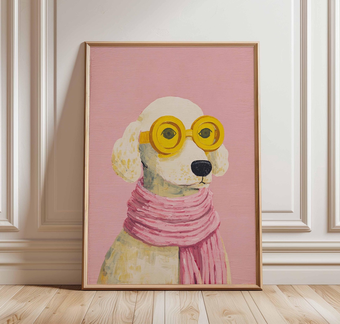 Cool Dog with Sunglasses, Whimsical Animal Art Print