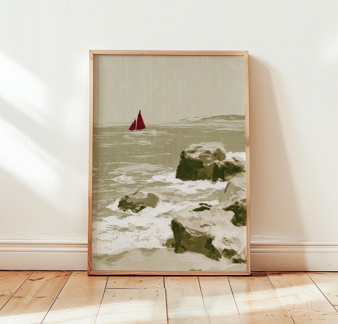 Coastal Landscape, Minimal Seascape Art Print