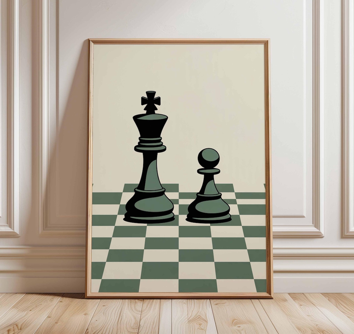 Chess Poster, Retro Minimalist Mid Century Art Print