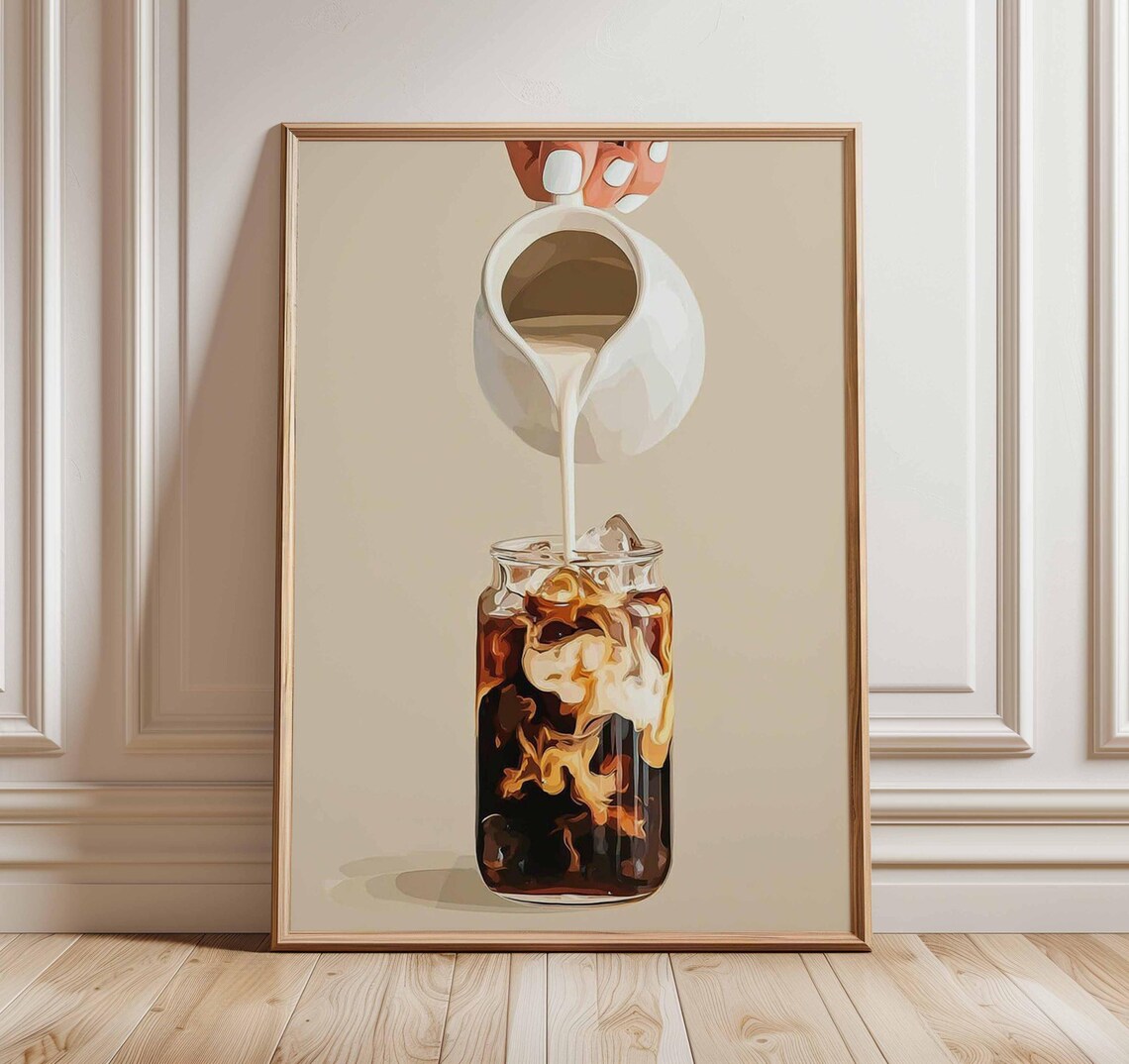 Iced Coffee Poster, Kitchen Cafe Decor