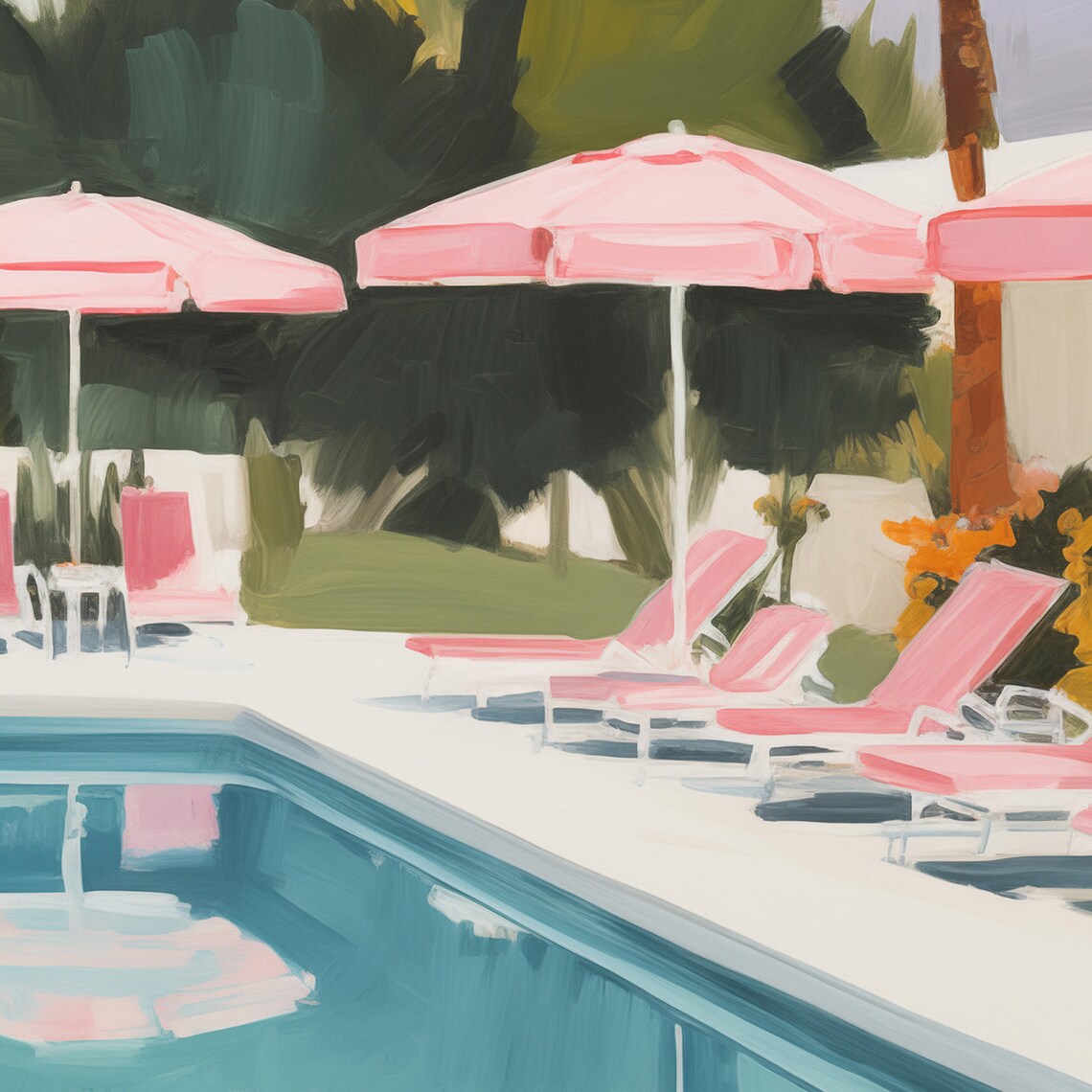 Retro Palm Springs Pool Art Print, Mid-Century