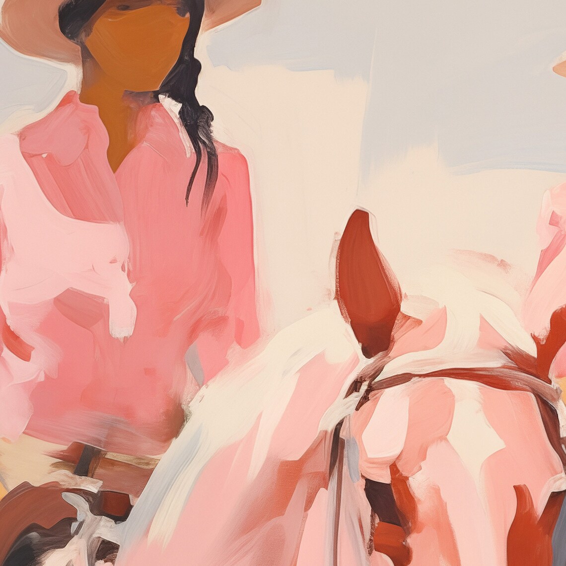 Cowgirl Painting Retro Western Art Print