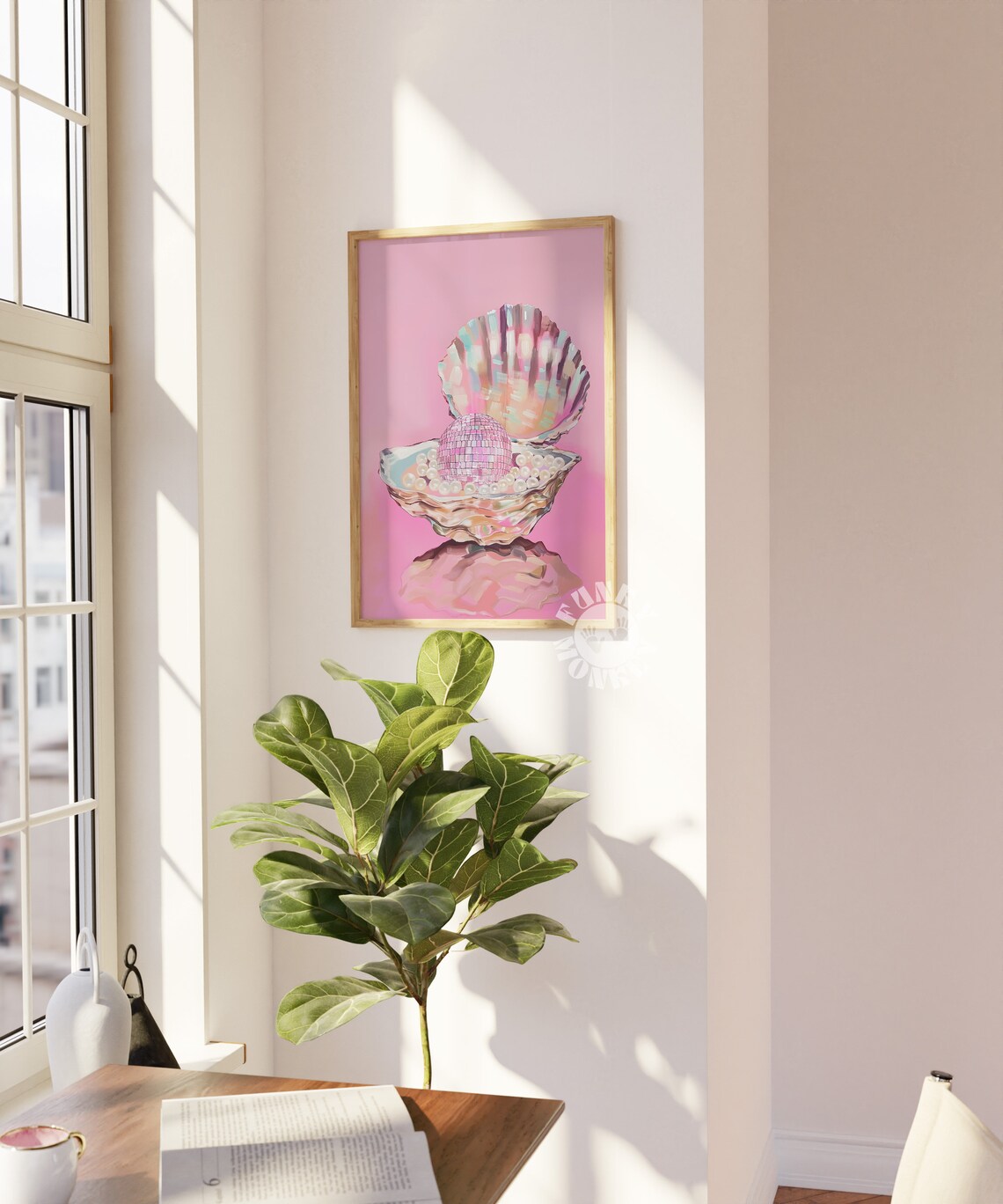 Pink Disco Ball Poster, Preppy Dorm Room Decor
