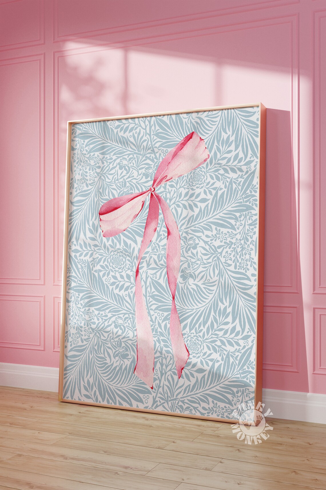 Pink Bow Print, Coquette Nursery Decor Art Print