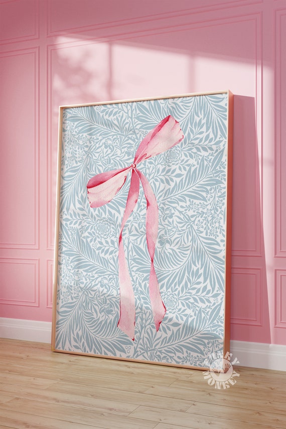Pink Bow Print, Coquette Nursery Decor Art Print