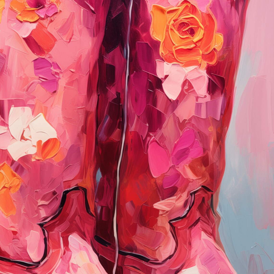 Pink Cowgirl Boots Retro Western Art Print