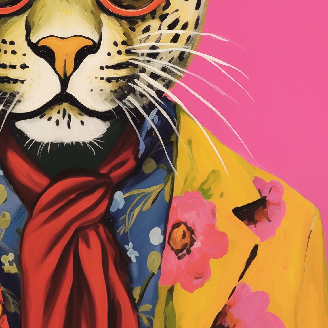 Leopard Funky Animal Print, Maximalist Wall Art