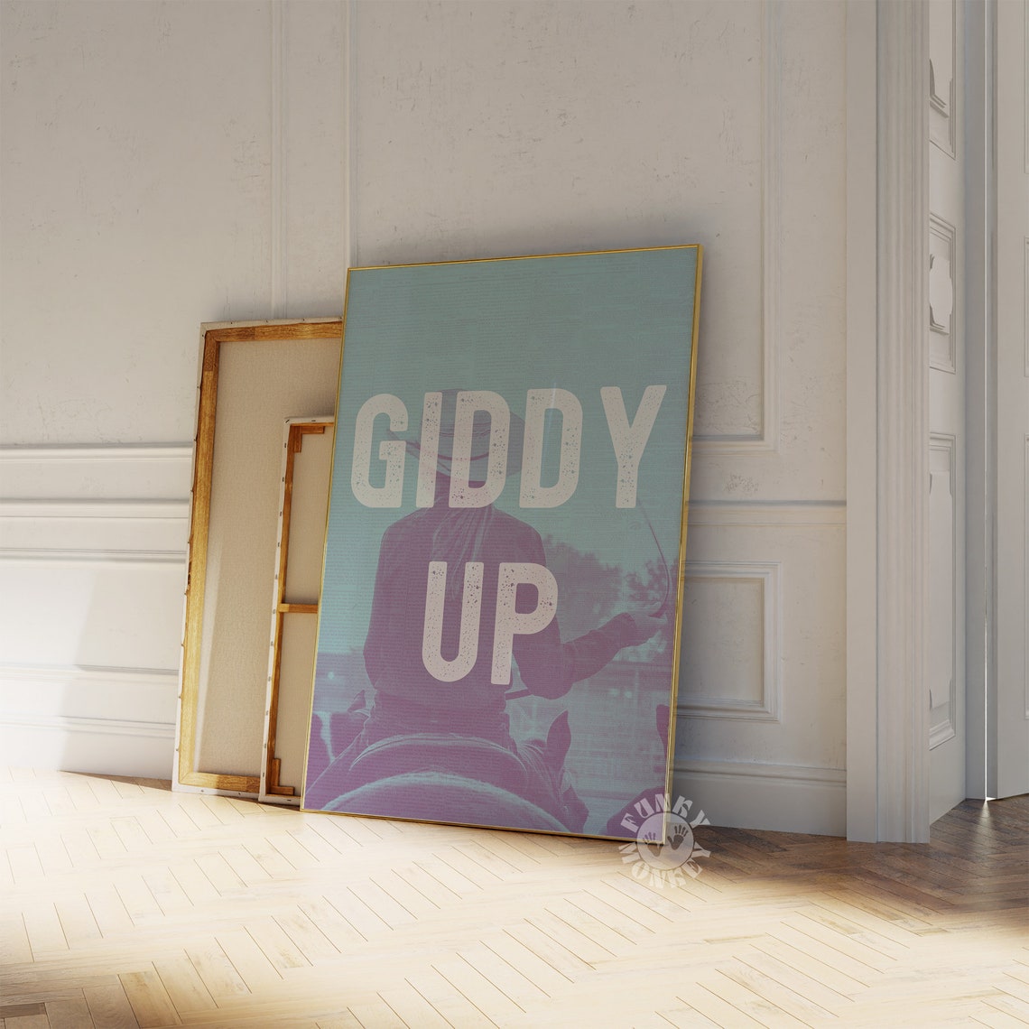 Cowgirl Western Print Giddy Up Blue Wall Art Coastal Cowgirl Aesthetic Trendy Retro Rodeo Print College Dorm Room Decor