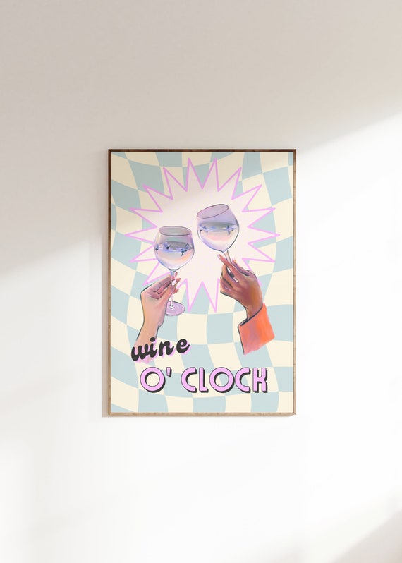 Wine O'Clock Retro Cocktail Art Print
