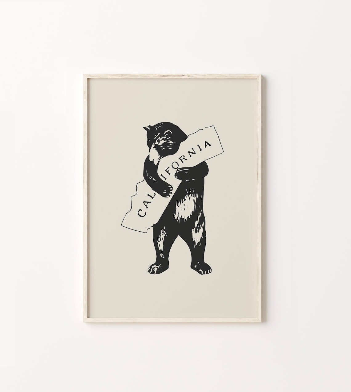 Bear Hug Print Illustration Poster, Living Room Decor
