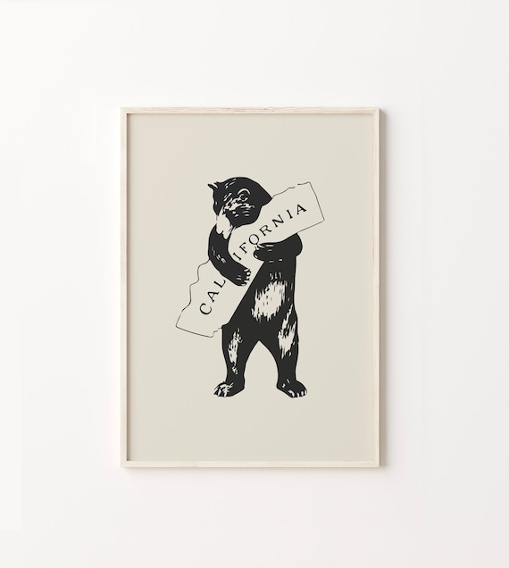 Bear Hug Print Illustration Poster, Living Room Decor