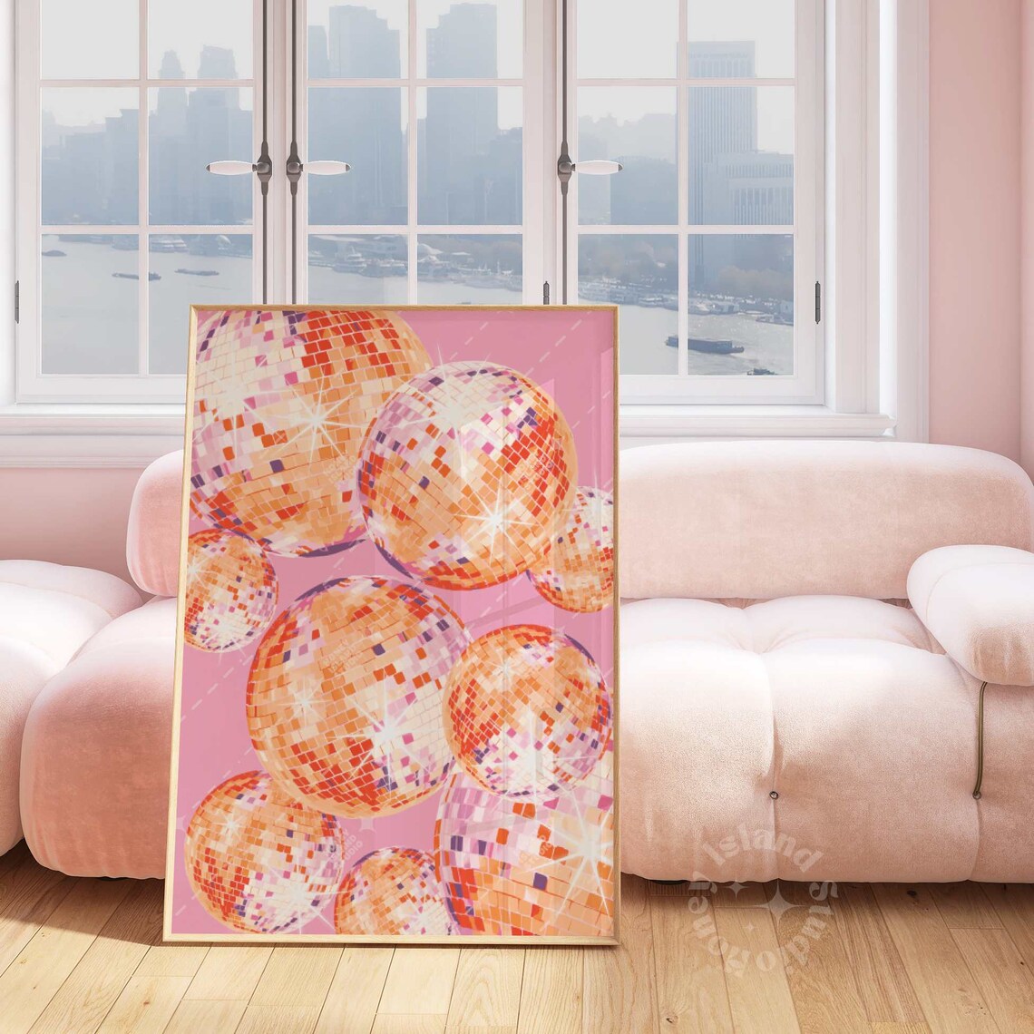 Disco Ball Wall Art Print, Pink Decor Trendy