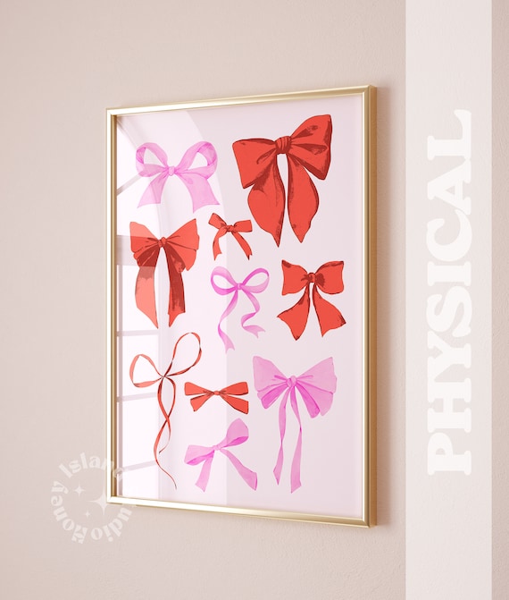 Pink Bow Print Soft Girl Wall Decor Feminine Poster Coquette Bedroom Decortrendy Art