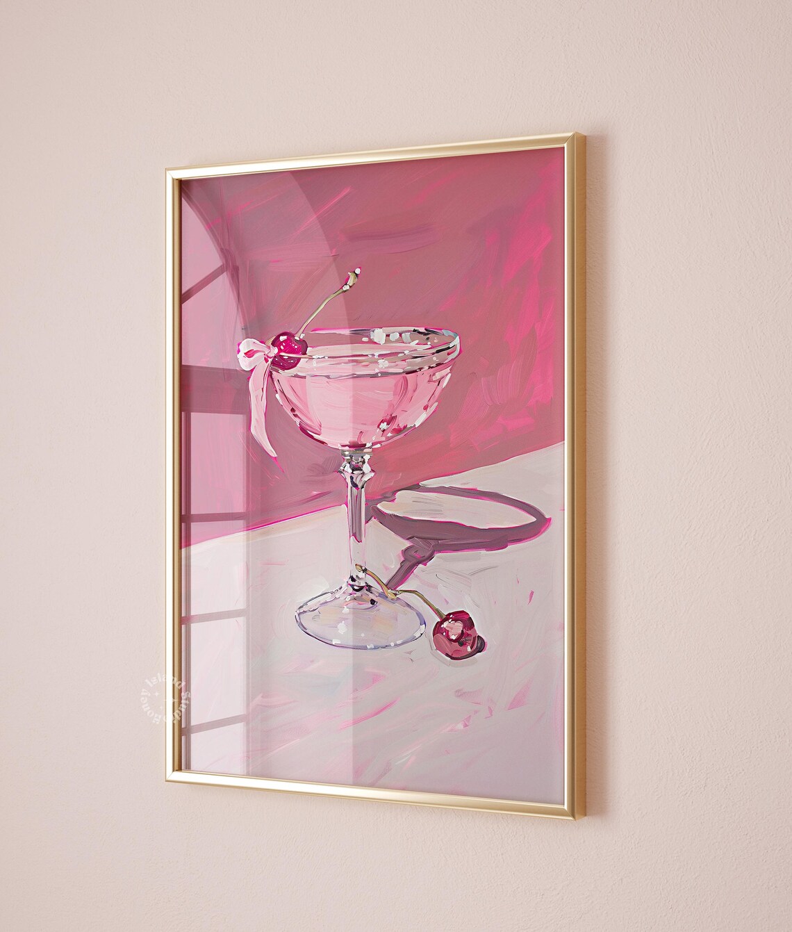 Cocktail Painting Print, Coquette Bar Cart Vintage
