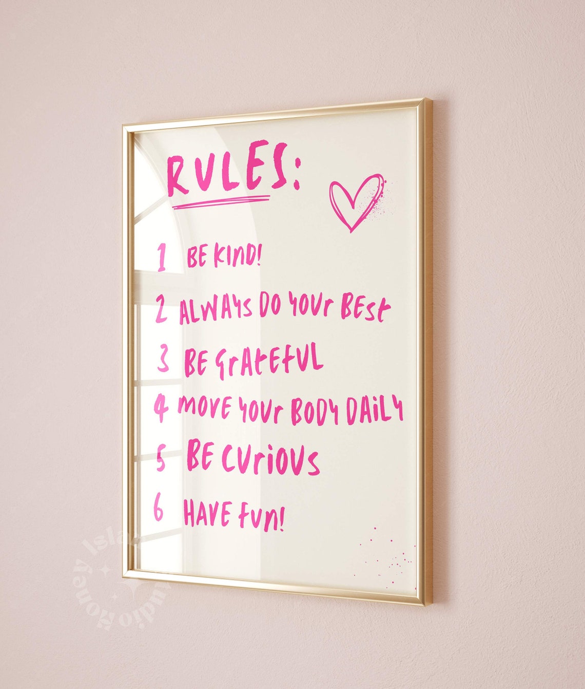 Pink Rules Handwritten Quote Heart Trendy Dorm Preppy Poster