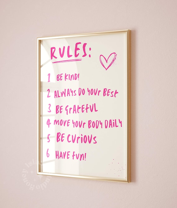 Pink Rules Handwritten Quote Heart Trendy Dorm Preppy Poster