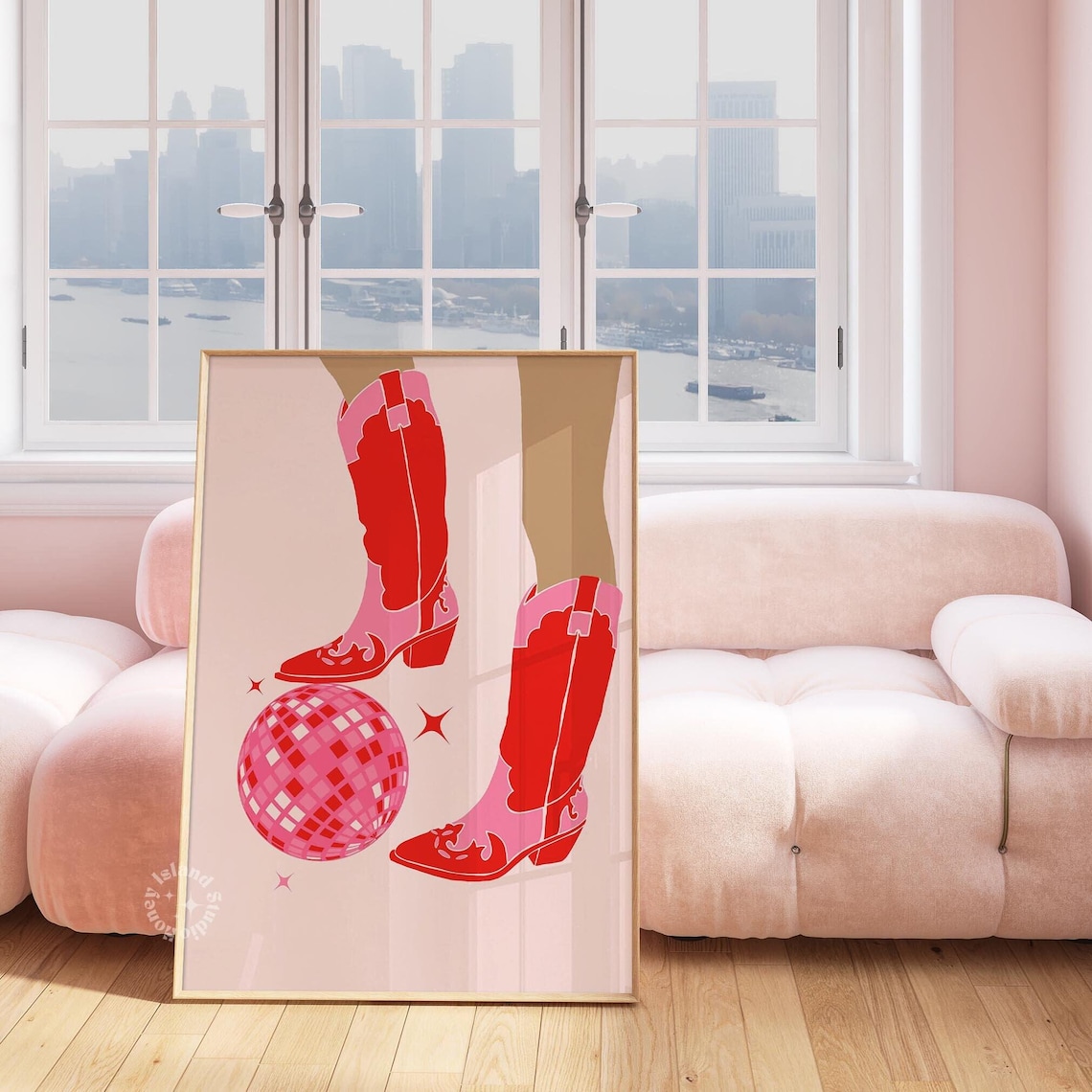 Disco Cowgirl Retro Boots Art Print, Nashville Decor