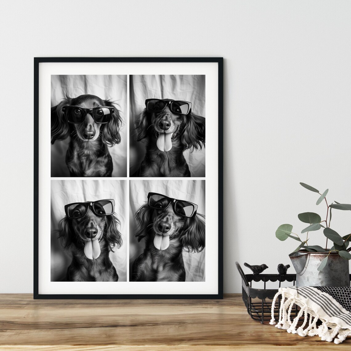 Dachshund Wearing Sunglasses, Funny Dog Art Print