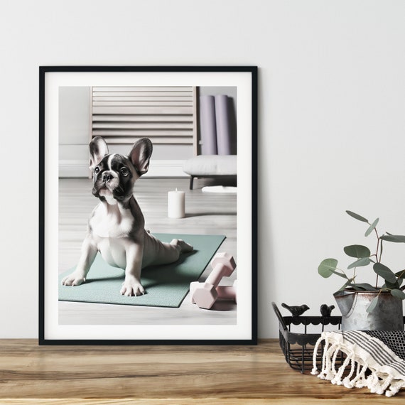 French Bulldog Yoga Exercise Funny Wall Art Poster Instant Ai Dogs Animals