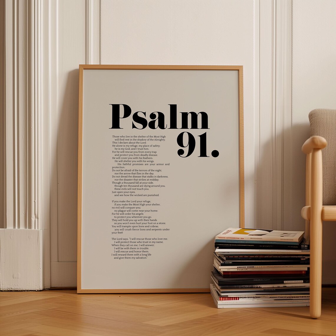 Psalm 91 Full Text Bible Verse Minimalist Bold Typography Protection Poster - Image 5