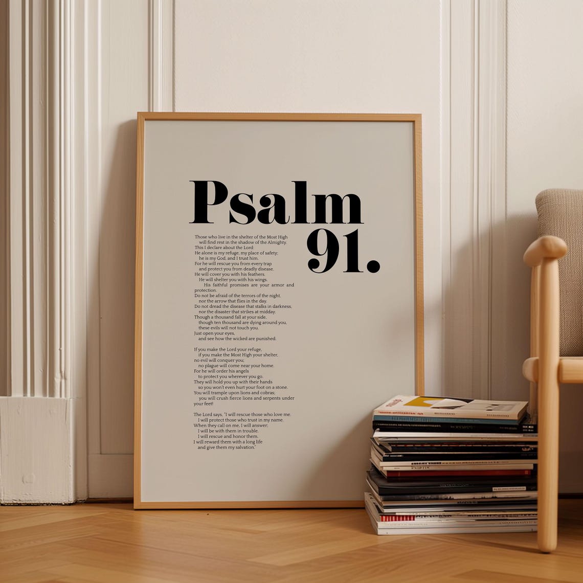 Psalm 91 Nlt Bible Verse Wall Art Minimalist Decor Christian Modern Scripture Poster New Living Translation Baptism Birthday Gift Idea - Image 5