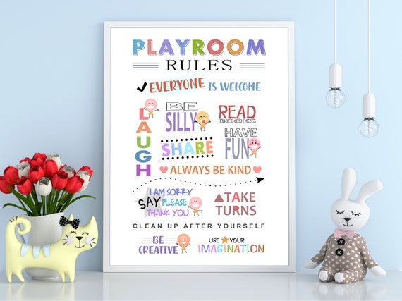 Playroom Rules Quote and Sign Art Print