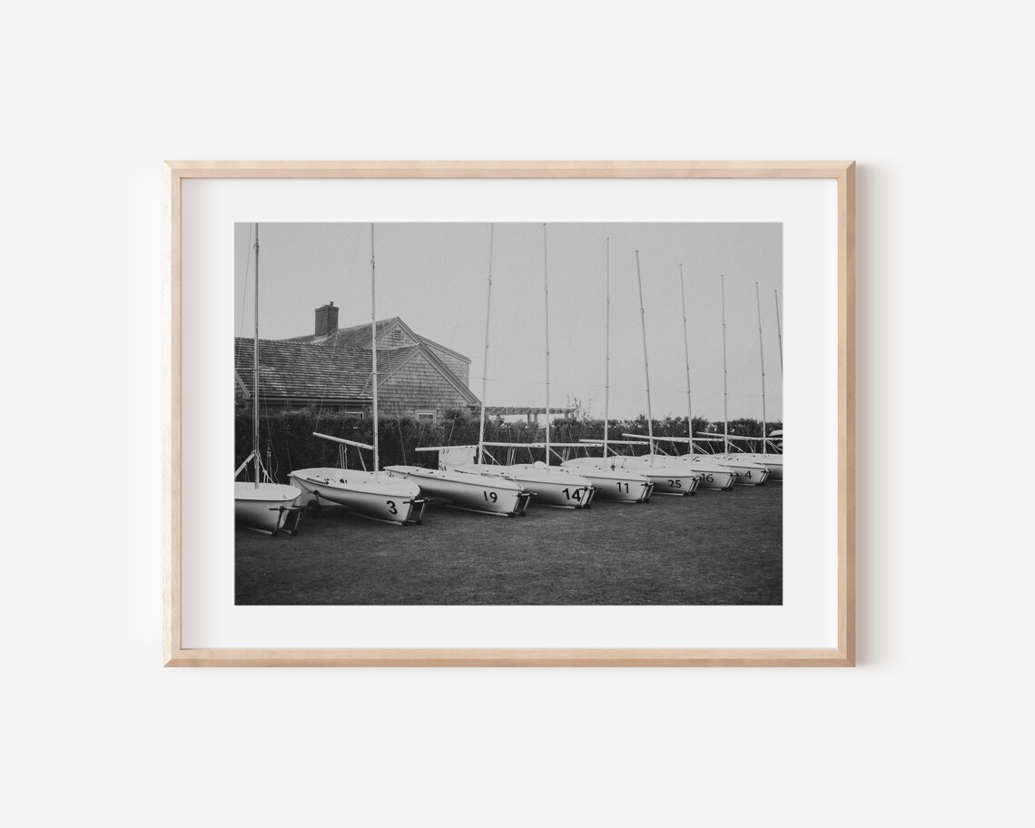Nantucket Black and White Boat Photography Art Print