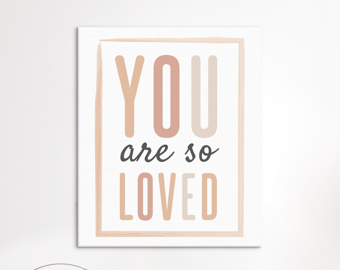 You Are So Loved Blush Pink Boho Nursery Room Wall Quote Poster - Image 3