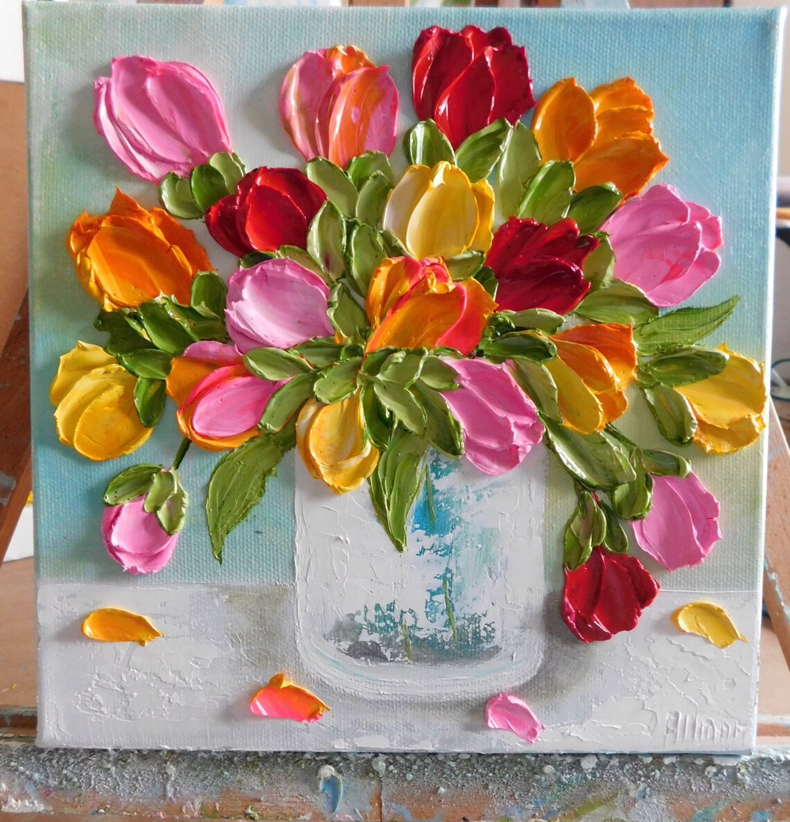 Custom Bright Tulip Oil Painting, Spring Floral Art Print - Image 2