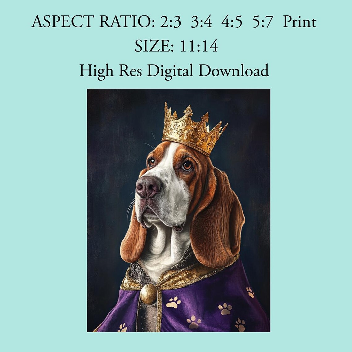 Regal Beagle Royal Dog Portrait With Crown Majestic Art Poster - Image 4