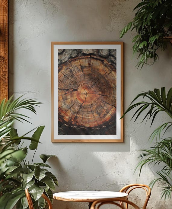 Tree Ring Wall Art Print Rustic Nature Decor Wooden Texture Poster Minimalist Home Decor Nature Photography Print
