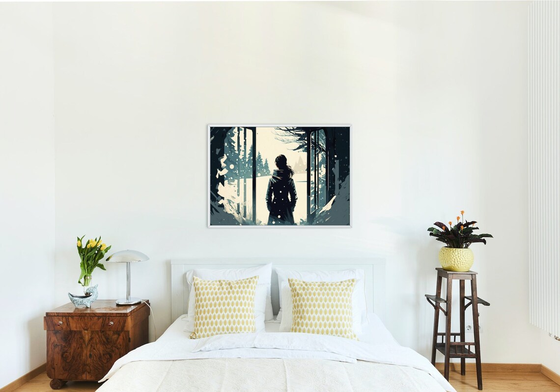 Snowfall In The Forest, Winter Landscape Art Print