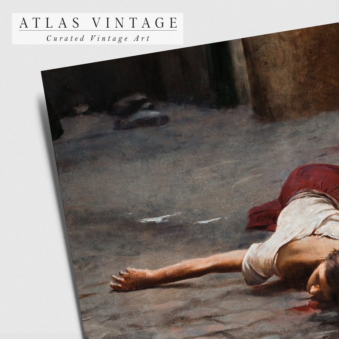 Moody Dark Alley Fallen Woman Dramatic Oil Painting Dark Academia Poster - Image 3