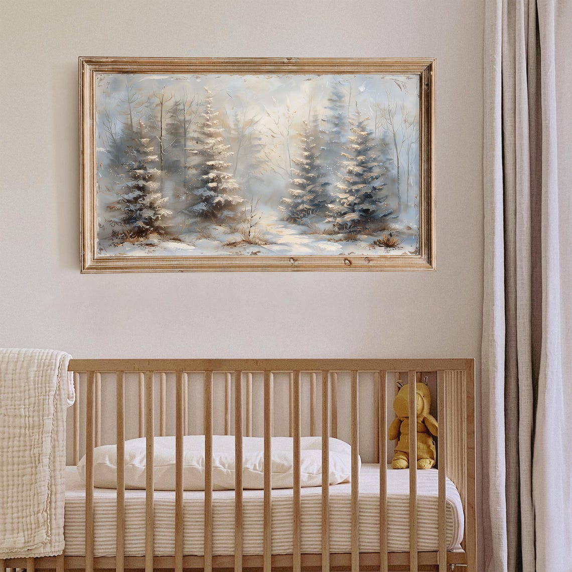 Snowy Pines in Soft Winter Light Vintage Forest Frame TV Art Poster - Image 5