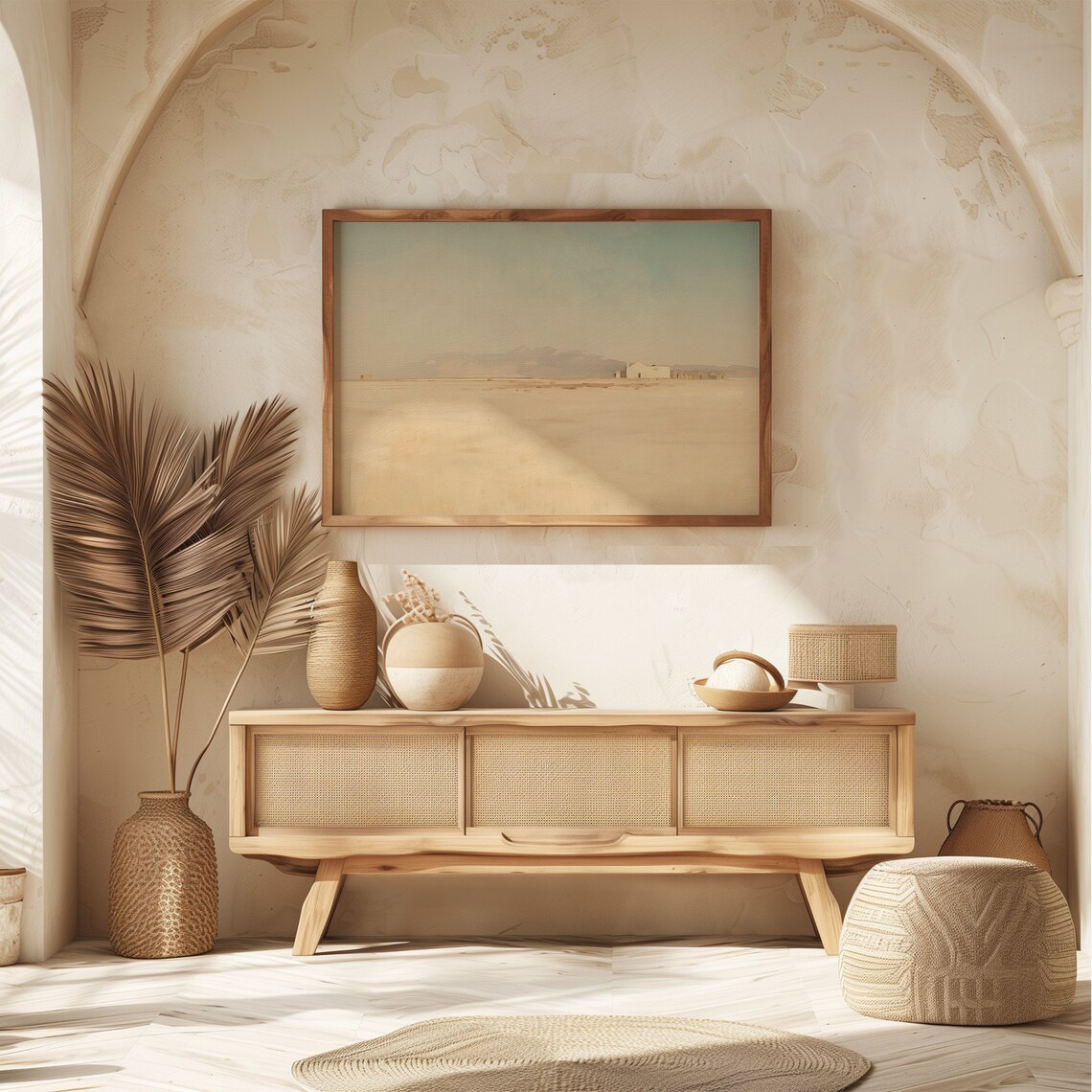 Neutral Desert Homestead Landscape Muted Warm Minimalist Frame TV Print - Image 7