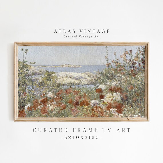 Impressionist Coastal Poppy Field Poster Flower Garden Ocean View