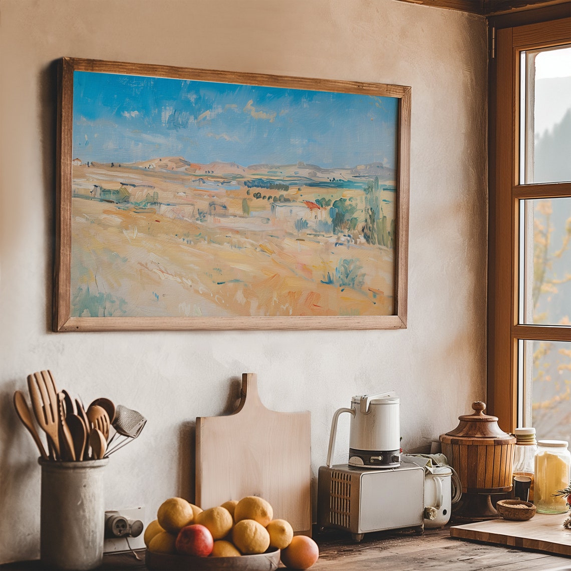 Desert Southwest Landscape Frame TV Art Blue Sky Ochre Fields Poster - Image 3