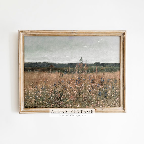 Impressionist Wildflower Meadow Summer Field Vintage Style Poster