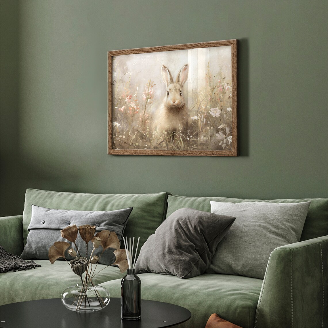 Spring Bunny Wildflower Meadow Frame TV Art Pastel Easter Rabbit Poster - Image 6