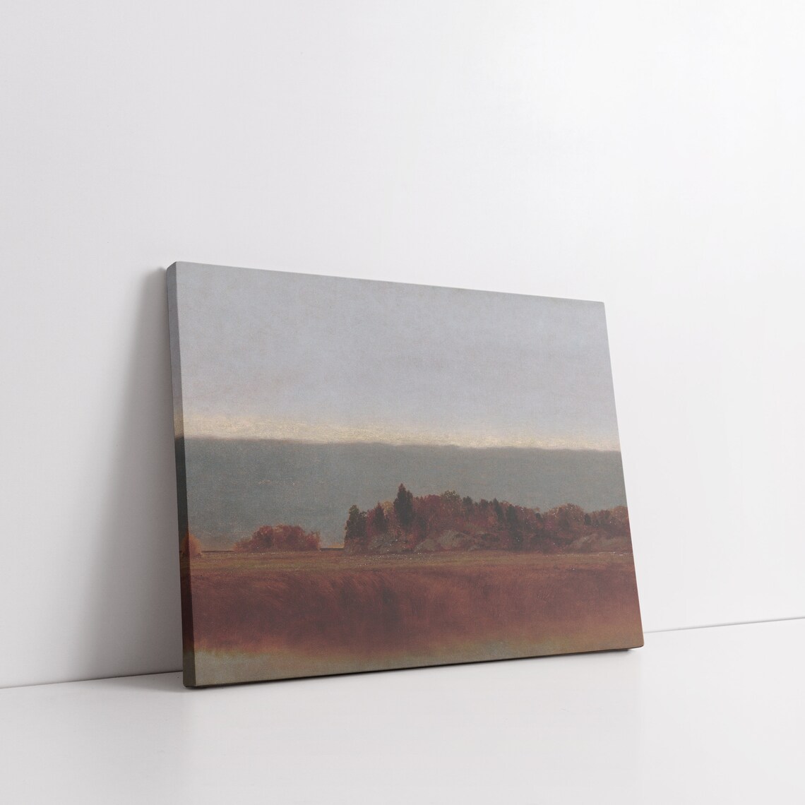 Rust Red Autumn Meadow Dusk Treeline Vintage Rustic Landscape Painting Poster - Image 7