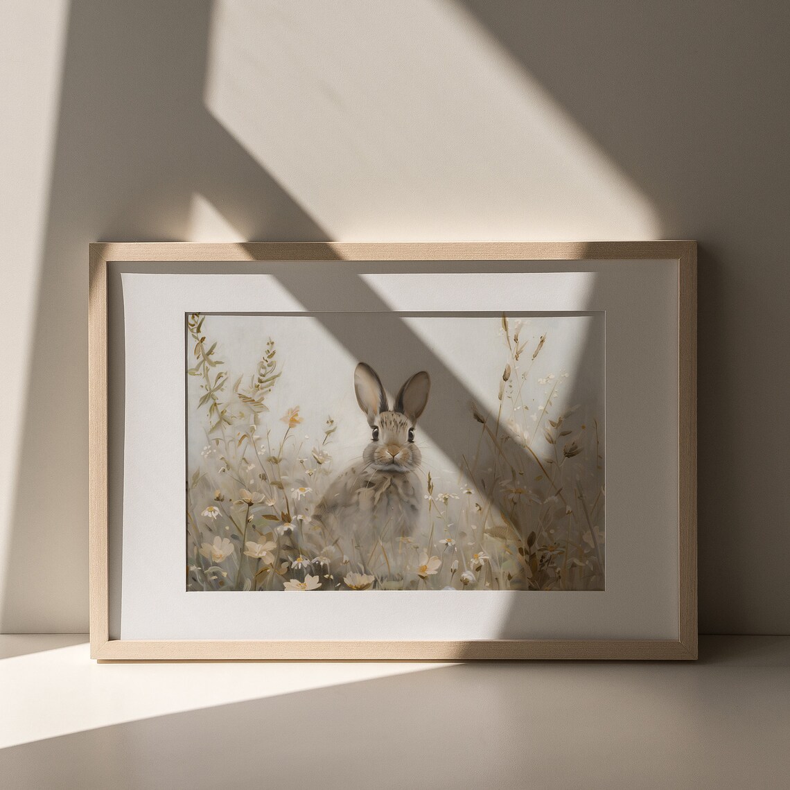 Sweet Bunny Summer Wildflower Meadow Vintage Easter Nursery Painting Poster - Image 4