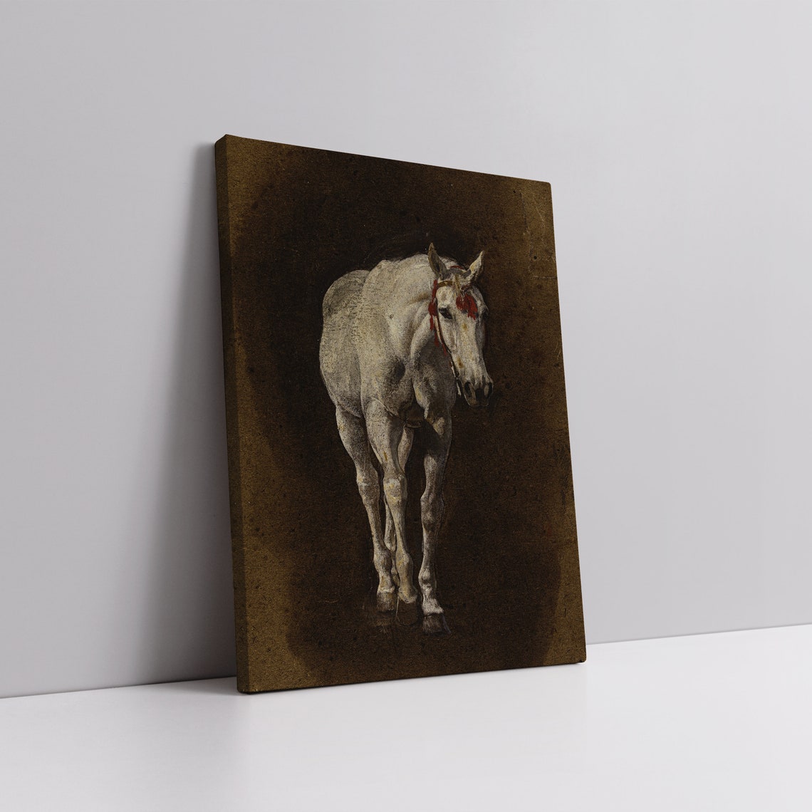 White Horse Portrait Dark Background Equestrian Horse Poster - Image 5