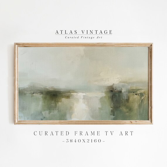Abstract Sage Green Misty Landscape Modern Soft Neutral Art Poster
