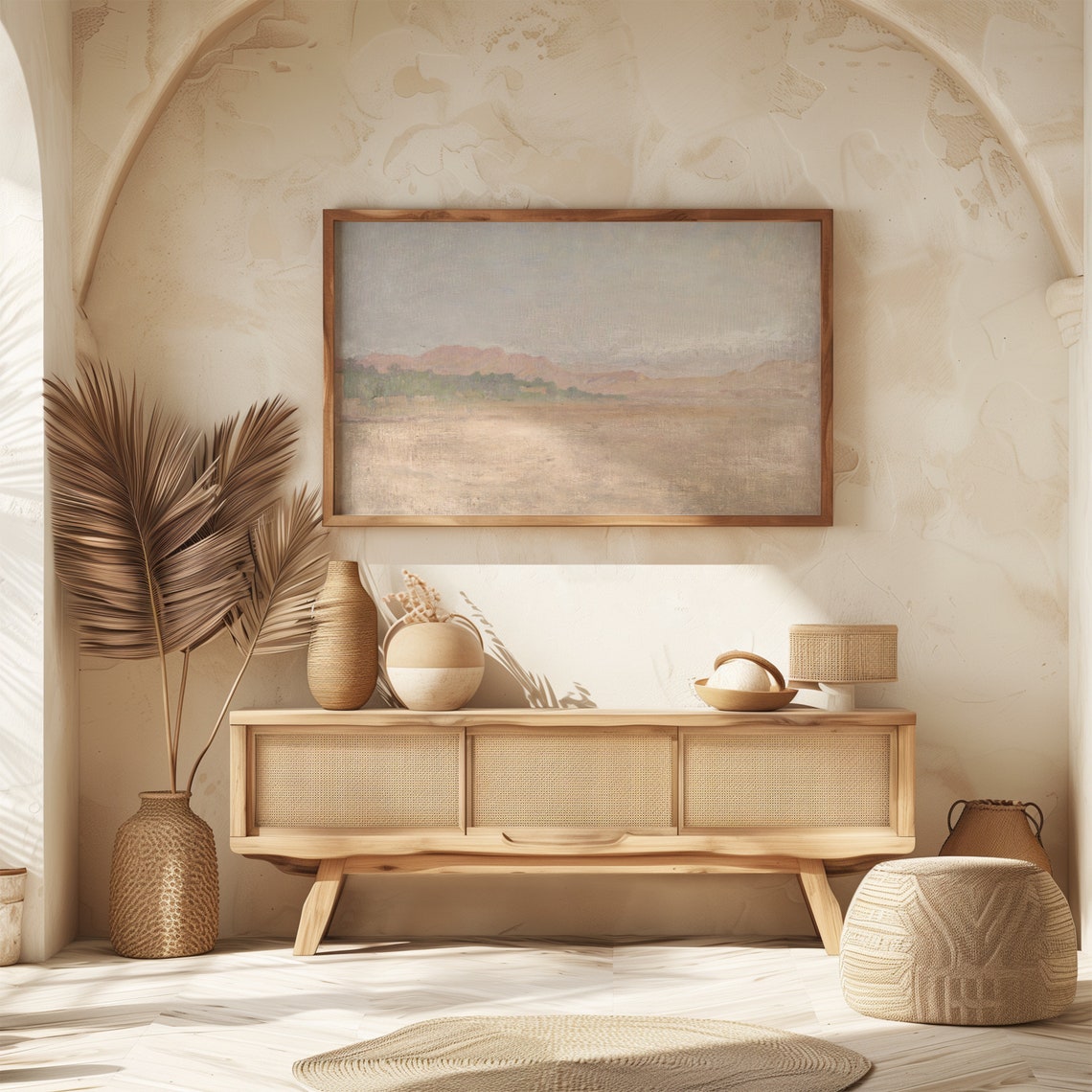 Desert Mountain Landscape Muted Neutral Tones Frame TV Art Print - Image 5