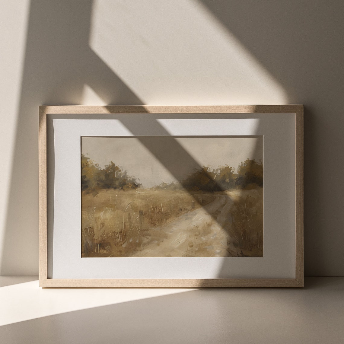 Country Road Landscape Painting Neutral Beige Countryside Path Poster - Image 4
