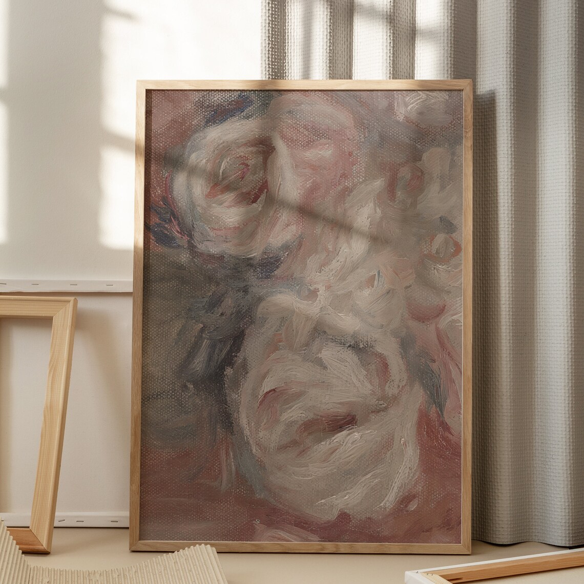 Blush Pink Abstract Roses Impressionist Oil Painting Vintage Floral Poster - Image 5