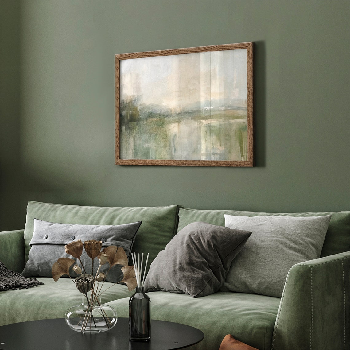 Green Modern Abstract Landscape Minimal Rustic Sage Painting Poster - Image 4